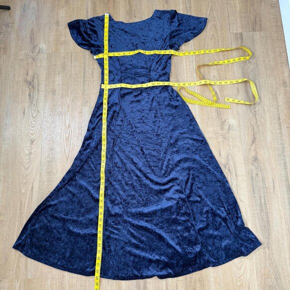 Vintage Vittoria Virini Velvet Maxi Dress Blue Fit and Flare Whimisigoth Witchy - Picture 6 of 8